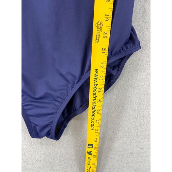 La Blanca Swimsuit Women's Sz 14 Island Goddess Blue V-neck Criss‎ Cross Straps - Picture 3 of 12